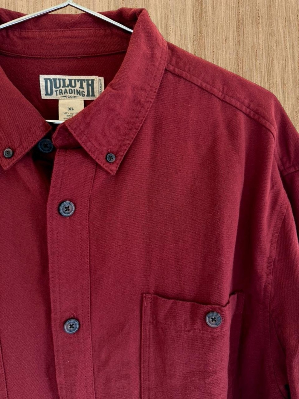 Duluth Trading Co Burgundy Button Up Workwear Shirt Oversized